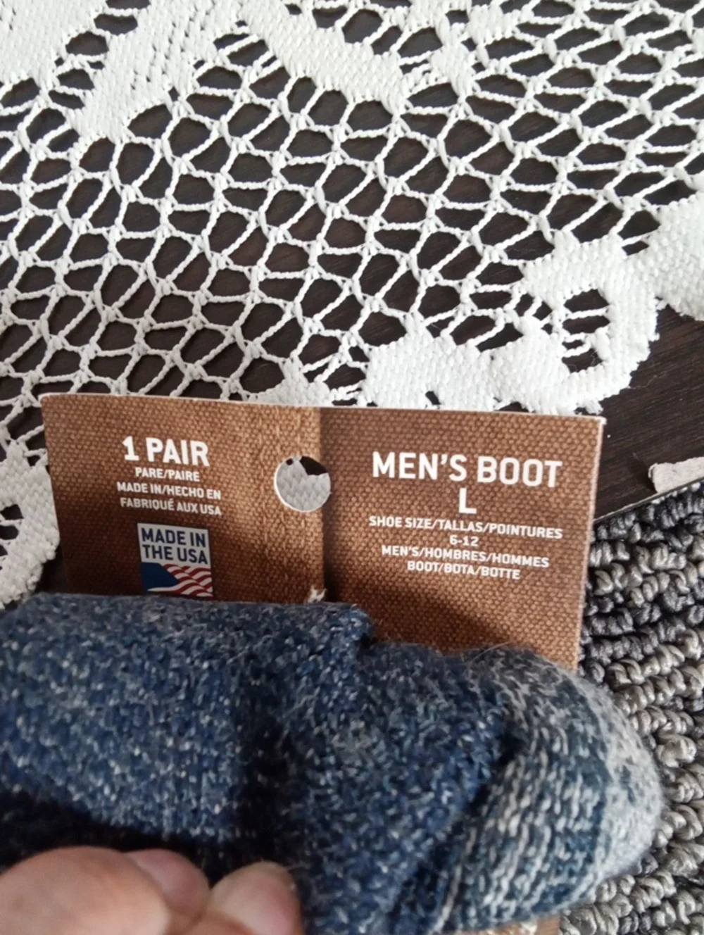 Carhartt Men's Cold Weather Boot Socks - Navy Heather One Pair Cordura Fiber